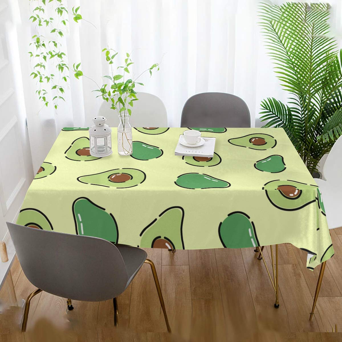 Moudou Avocado Tablecloth Water Resistant Spillproof Polyester Table Cover For Kitchen Dining Tabletop Decoration, 54 X 54 Inch